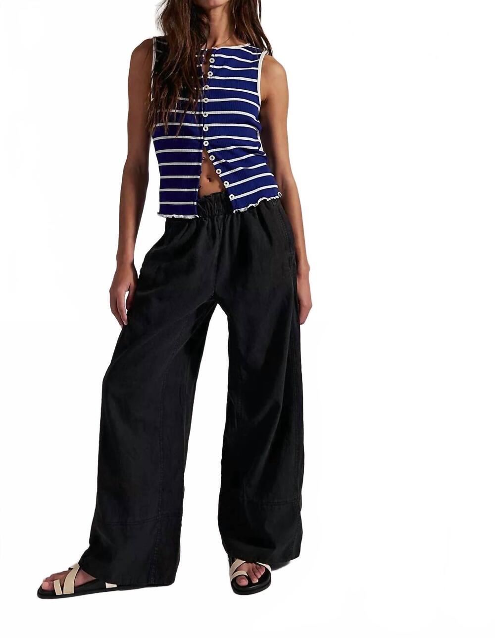 NEW FREE PEOPLE days end linen pull on pants in black